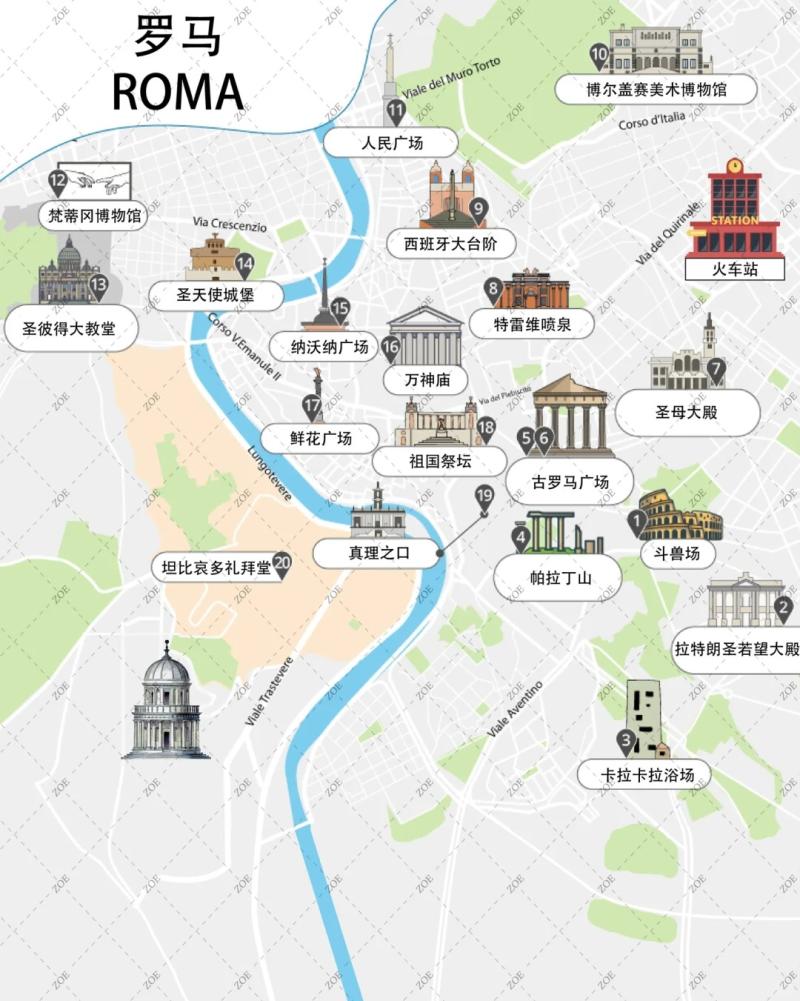 意大利罗马旅游地图